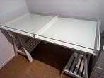 Glazen bureaublad voor IKEA MITTBACK, Gebruikt, 100 tot 150 cm, Transparant, Glas