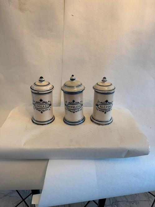 3 Fraaie vintage aardewerk kruiden potten, Huis en Inrichting, Keuken | Potten en Pannen, Gebruikt, Ophalen of Verzenden