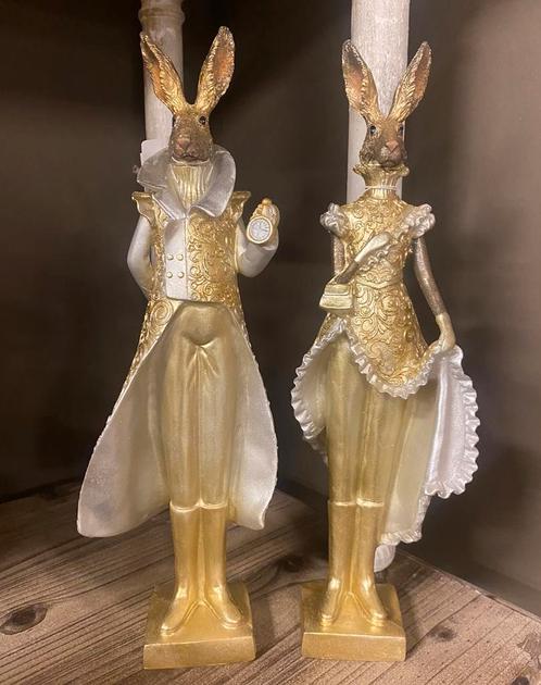 hazen pasen easter paashaas haas decoratie beeld goud zilver, Huis en Inrichting, Woonaccessoires | Overige, Nieuw, Ophalen of Verzenden