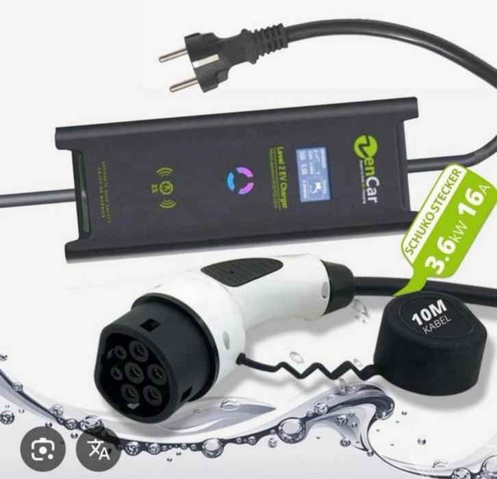Zencar EV lader 10m – Type 2, 16A Schuko, draagbaar, Auto diversen, Laadpalen, Zo goed als nieuw, Laadkabel, Ophalen of Verzenden