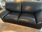 Twee zwarte leren leolux banken (1 tweezits en 1 2,5zits), Ophalen, Gebruikt, 150 tot 200 cm, Tweepersoons