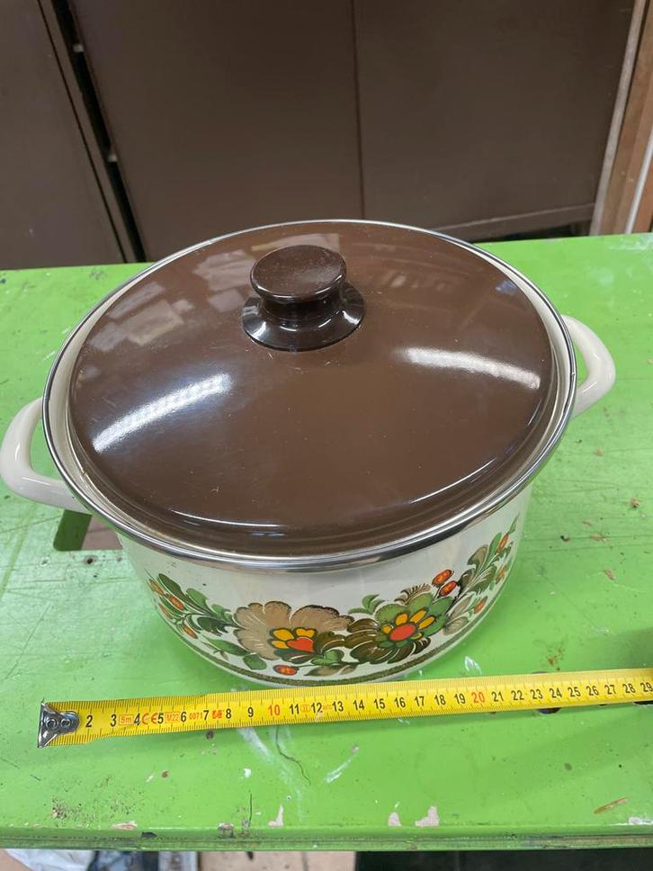 Emaille Pan - Nieuw & Vintage Look, Huis en Inrichting, Keuken | Potten en Pannen, Nieuw, Kookpan of Snelkookpan, Overige materialen