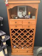 Wijnkast vanvteakhout met lades, Huis en Inrichting, Woonaccessoires | Wijnrekken, Ophalen, Zo goed als nieuw, 25 flessen of meer