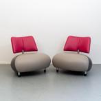 2x Leolux Pallone fauteuils grijs/antraciet - roze, Ophalen of Verzenden, Zo goed als nieuw, Leer