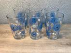 Retro glazen met blauwe bloemen, Verzamelen, Glas en Borrelglaasjes, Ophalen of Verzenden, Gebruikt, Frisdrankglas