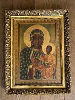 Icoon, prent van zwarte Madonna in houten lijst, Antiek en Kunst, Antiek | Religie, Ophalen