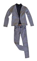 Prachtige grijs/zwarte JILL&MITCH top met col maat 146-152., Kinderen en Baby's, Kinderkleding | Maat 146, Zo goed als nieuw, Shirt of Longsleeve