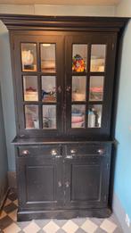 Landelijke keukenkast / Buffetkast 2 delig met facetglas, Huis en Inrichting, Kasten | Buffetkasten, Ophalen, Gebruikt, 25 tot 50 cm