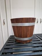 Hard houten bloempot 26x23 bxh., Tuin en Terras, Bloembakken en Plantenbakken, Minder dan 30 cm, Rond, Ophalen of Verzenden, Zo goed als nieuw