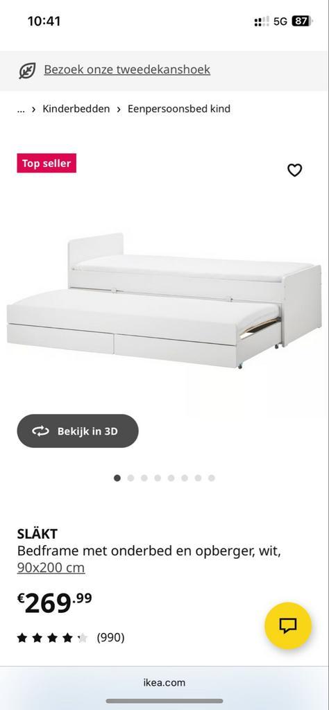 Ikea Släkt logeerbed met lichte gebruikerssporen, Huis en Inrichting, Slaapkamer | Bedden, Gebruikt, Eenpersoons, 90 cm, 200 cm