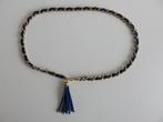 vintage Goudkleurige riem doorvlochten met blauw koord, Minder dan 3 cm, Overige kleuren, Minder dan 80 cm, Tailleriem