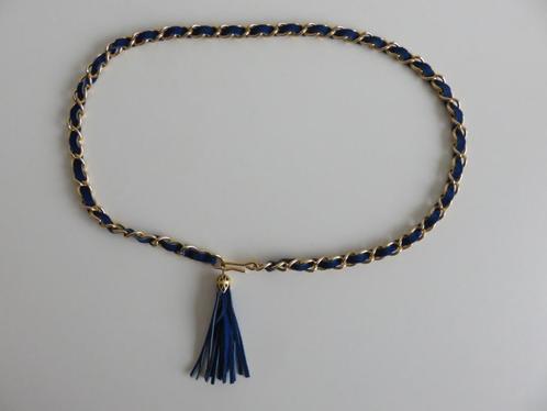 vintage Goudkleurige riem doorvlochten met blauw koord, Kleding | Dames, Riemen en Ceinturen, Zo goed als nieuw, Tailleriem, Minder dan 80 cm