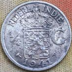 Nederlands-Indië ¼ Gulden 1941 P (Wilhelmina), Zilver, 25 cent, Ophalen of Verzenden, Koningin Wilhelmina