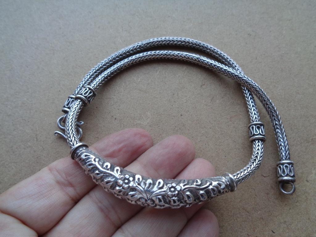 zilveren Bali ketting met mooie vaste hanger [029], Sieraden, Tassen en Uiterlijk, Kettingen, Met hanger, Verzenden, Zo goed als nieuw
