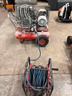 Te koop mooie rustig lopende compressor met luchtslang, Doe-het-zelf en Verbouw, Ophalen, Zo goed als nieuw, Minder dan 200 liter/min