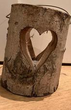 Windlicht hout hart houten kaarsenhouder sfeerlicht boomstam, Huis en Inrichting, Woonaccessoires | Kandelaars en Kaarsen, Ophalen of Verzenden