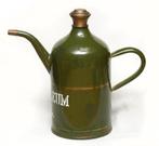 Donkergroen emaille met gouden bies petroleum fles, Antiek en Kunst, Antiek | Emaille, Ophalen of Verzenden