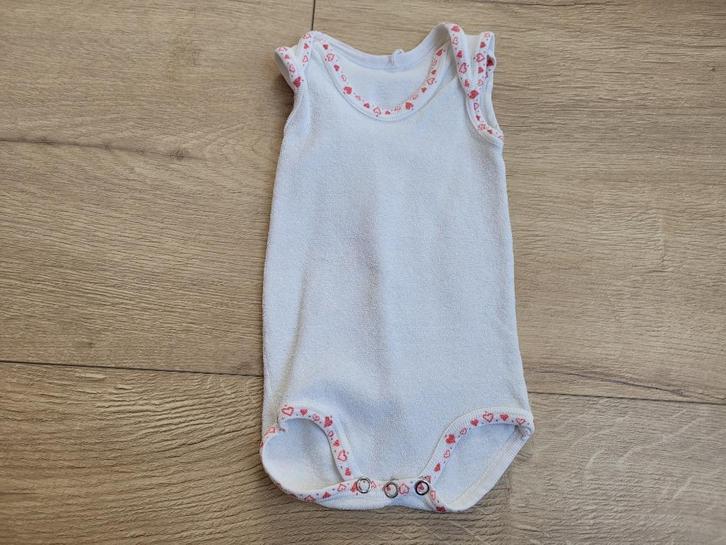 Witte badstoffen mouwloze romper maat 62 ~ TH2034, Kinderen en Baby's, Babykleding | Maat 62, Gebruikt, Meisje, Nacht- of Onderkleding