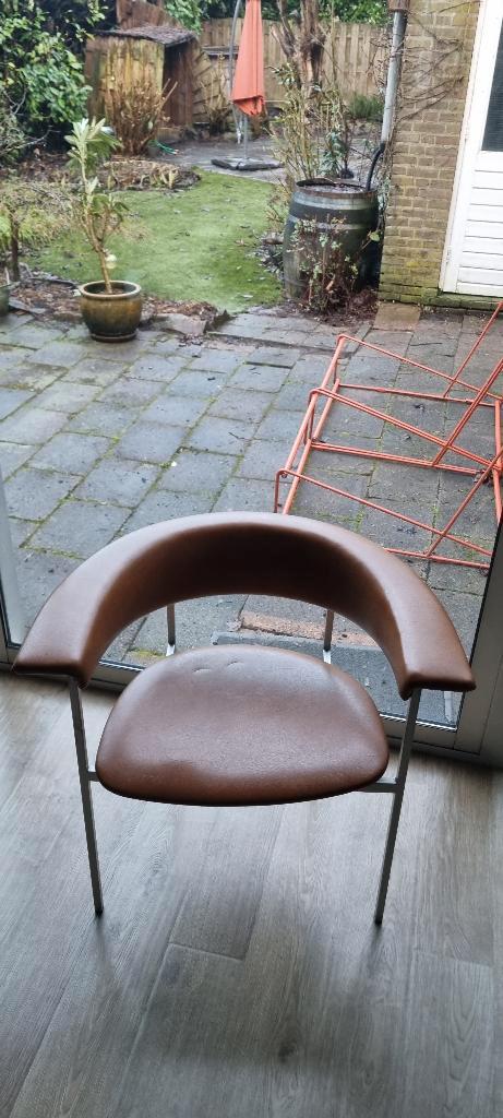 Meander Stoel van Rudolf Wolf, Huis en Inrichting, Stoelen, Gebruikt, Eén, Leer, Metaal, Bruin, Ophalen