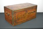 Antiek houten kistje met koperen afwerking - 1910/1930, Ophalen of Verzenden