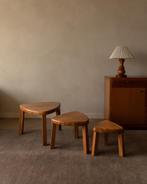 Vintage eiken bijzettafels - Massief eiken mimiset jaren 70, Minder dan 55 cm, Rechthoekig, Hout, Ophalen