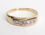 18 krt gouden ring met 5 diamanten - oud slijpsel, Ophalen of Verzenden, Goud, Ring, Met edelsteen