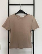 Zara basics beige bruine ribbel tshirt shirt korte mouwen M, Maat 38/40 (M), Ophalen of Verzenden, Korte mouw, Gedragen