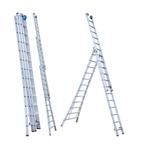 Driedelige Reformladder 3x12 + gevelrollen, Doe-het-zelf en Verbouw, Ladders en Trappen, Nieuw, Ladder, Ophalen of Verzenden, 4 meter of meer