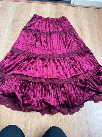 Paarsroze fluwelen velvet veloers hippy ibiza rok 3 m beschikbaar voor biedingen