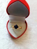 Mooie Goud Doublé Ring met Blauwe Swarovski kristal, Verzenden, Overige materialen, Ring, Verguld