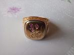 18 krt gouden herenring met robijnen, Sieraden, Tassen en Uiterlijk, Ringen, 20 of groter, Heer, Ophalen of Verzenden, Zo goed als nieuw
