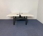 9 x Bench bureau Gispen (slinger), wit blad, 160 x 170 cm., Ophalen, In hoogte verstelbaar, Gebruikt