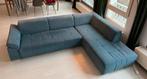 Comfortable blauwe Mömax bank + chaise longue, uitschuifbaar, Huis en Inrichting, Banken | Sofa's en Chaises Longues, Ophalen
