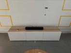 BESTÅ Tv-meubel met deuren wit gelazuurd eiken hoogglans wit, Ophalen, Zo goed als nieuw, 25 tot 50 cm, Minder dan 100 cm