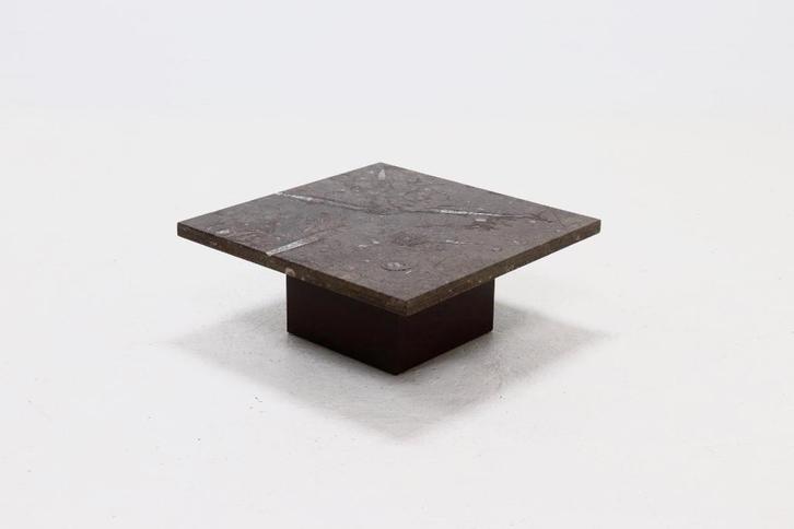 Zeldzame Salontafel Fossielsteen Metaform Jaren 60 70 Design, Huis en Inrichting, Tafels | Salontafels, Gebruikt, Rechthoekig