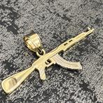 14k gouden hanger Ak47 kettinghanger pistool geweer, Ophalen of Verzenden, Nieuw, Goud, Kruis of Symbool