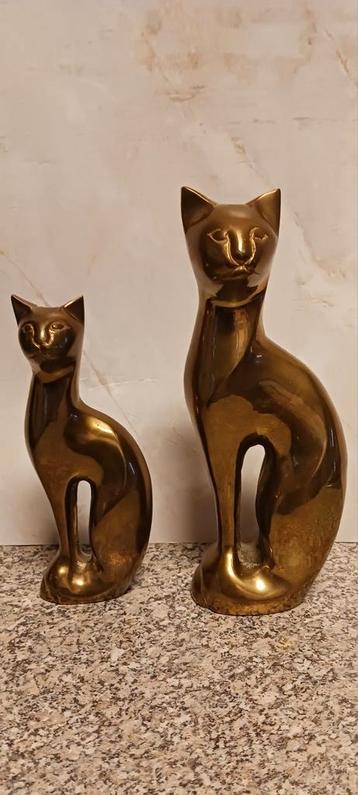 2 stuks set messing grote 22 cm siamese katten  jaren 60   beschikbaar voor biedingen