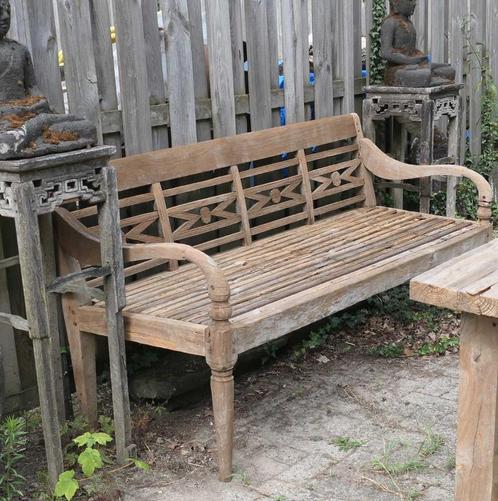 diepe stationsbank teak bank RB52 tuinbank hout 50% KORTING, Antiek en Kunst, Antiek | Meubels | Stoelen en Banken, Ophalen of Verzenden