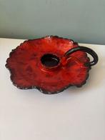 Fatlava keramiek kaarsenhouder jaren 70 oranje rood, Overige materialen, Ophalen of Verzenden, Zo goed als nieuw, Minder dan 25 cm