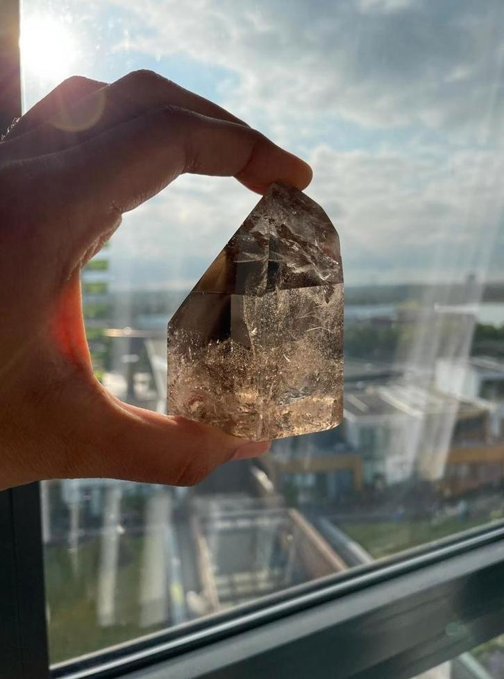 Prachtige Rookkwarts Punt - 360 gram, Verzamelen, Mineralen en Fossielen, Ophalen of Verzenden