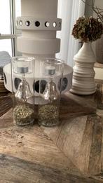 2 glazen kerst  kandelaars riviera maison, Ophalen, Zo goed als nieuw