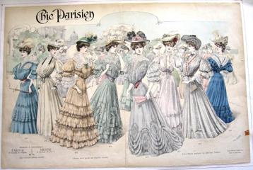 Prent Chic Parisien 72 Belle Epoque Mode A62-28 beschikbaar voor biedingen