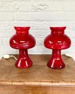 2 Vintage Philips NTD 195 rode glazen tafel-bureau lampen., Nederlands design uit de jaren 70., Ophalen of Verzenden, Minder dan 50 cm