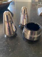 Verzilverd peper en zout stel met mosterdpotje, Ophalen of Verzenden, Zilver