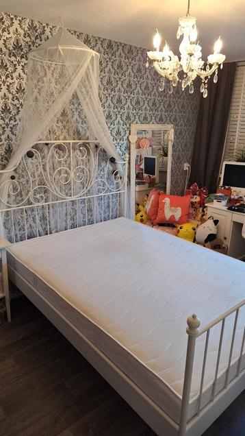 Ikea wit metalen bed Leirvik 140x200 