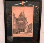 Ets oude ets Linker Rottekade 79a Rotterdam van J.C.Schouten, Antiek en Kunst, Kunst | Etsen en Gravures, Ophalen of Verzenden