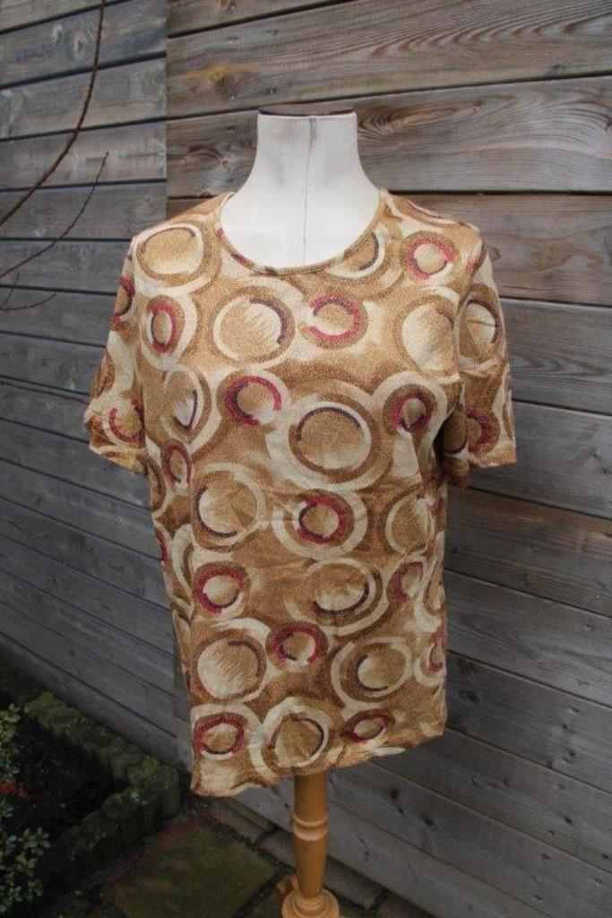 T-Shirt goud/ bruin Gerry Weber mt 44 Vaste prijs, Kleding | Dames, T-shirts, Zo goed als nieuw, Maat 42/44 (L), Bruin, Korte mouw