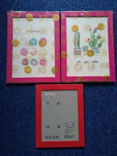 2x Roze en 1x rood fotolijsten NYTTJA van Ikea 34x25 / 24x18, Audio, Tv en Foto, Fotografie | Fotolijsten, Zo goed als nieuw, Ophalen