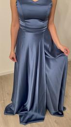Satijnen avondjurk blauw, Maat 38/40 (M), Galajurk, Blauw, Nieuw