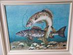 Schilderij: Twee Forellen in het Water, Antiek en Kunst, Kunst | Schilderijen | Klassiek, Ophalen of Verzenden